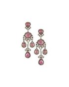 Pink Sapphire & Champagne Diamond Chandelier Earrings