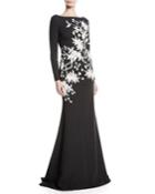 Floral Long-sleeve Trumpet Gown