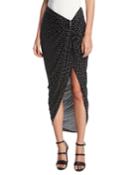 Georgette Sarong Skirt With Grommets, Black