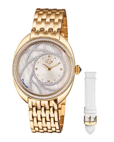 39.6mm Ancona Bracelet Watch, Yellow Golden