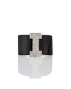 Estate 18k White Gold Diamond & Onyx Bar Ring,