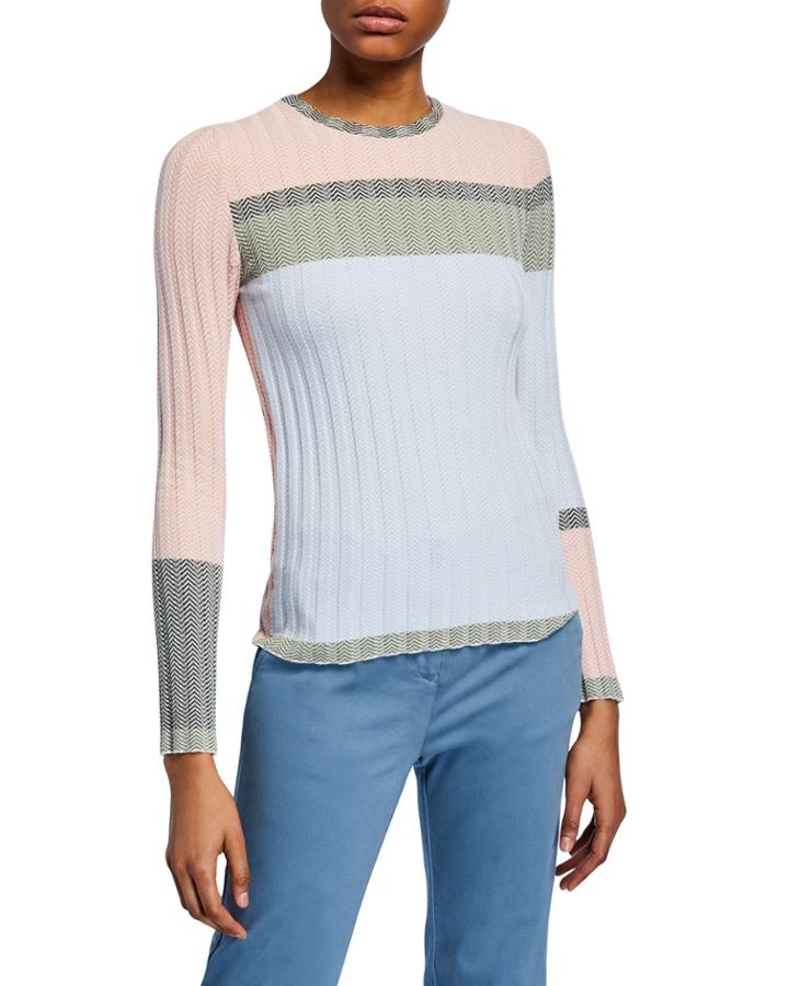 Colorblock Chevron Ribbed-knit