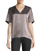 Caprice Chain-trimmed Charmeuse Blouse