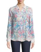 Rafiki Floral-print Pleated Button-front Blouse