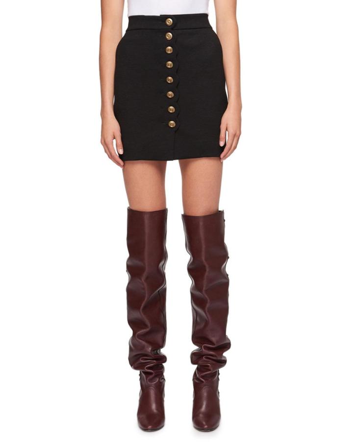 Button-front A-line Wool