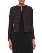 Metallic Boxy Tweed Jacket, Brown