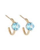 14k Hexagonal Swiss Blue Topaz 12mm Hoop Earrings