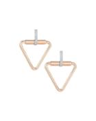 18k Classica Triangle & Diamond Earrings, Rose/white