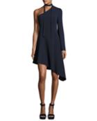 Kierra One-shoulder Asymmetric Dress, Navy