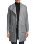 Sherpa-lined Open-front Cardigan With Contrast Knit