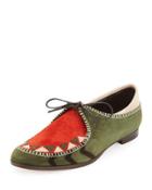 Eskima Colorblock Moccasin Loafer, Green/rust