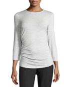 3/4-sleeve Ruched Tee, Ice