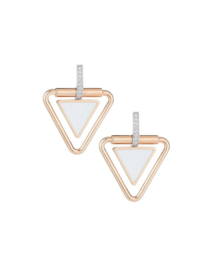 18k Rose Gold Classica Diamond & Mother-of-pearl Triangle Earrings