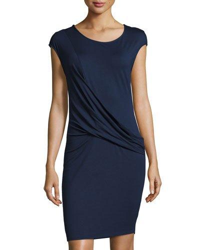 Maha Draped Jersey Dress, Night Iris
