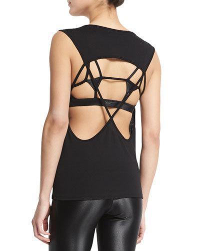Aura Strappy-back Performance Tank, Black