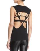 Aura Strappy-back Performance Tank, Black
