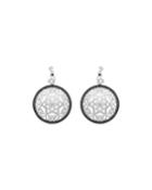 18k White Gold Black Diamond-trim Drop Earrings