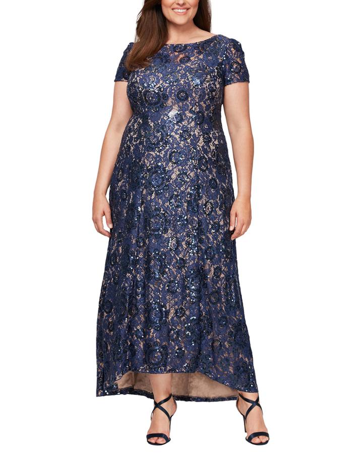 Plus Size Sequin A-line Gown