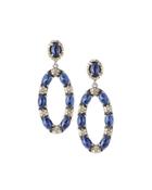 Diamond & Blue Sapphire Oval-drop Earrings