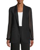 Jovana One-button Sheer-sleeve Jacket