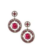 Composite Ruby & Champagne Diamond Double-drop Earrings