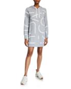 Scatter Logo Printed Long-sleeve Hoodie Dress