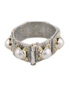 Konstantino Silver & 18k Pearl Square-link Bracelet, Women's, White
