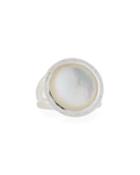 Lollipop Ring In Mother-of-pearl Doublet With Diamonds,