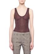Stevens Scoop-neck Metallic-ribbed Bodysuit