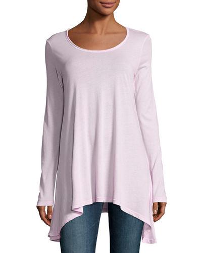 Long-sleeve Asymmetric-hem Tunic
