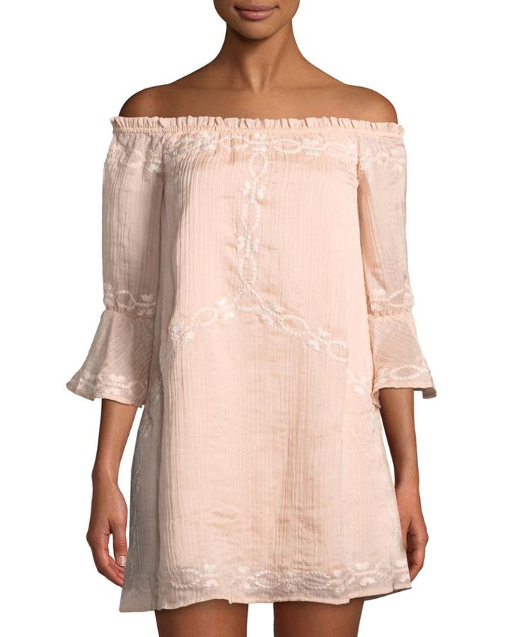 Camilla Off-the-shoulder Embroidered Peasant Dress