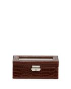 Crocodile-embossed Faux-leather Watch Box, Tan