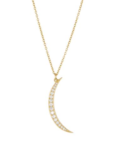 18k Diamond Pav&eacute; Crescent Moon Pendant Necklace