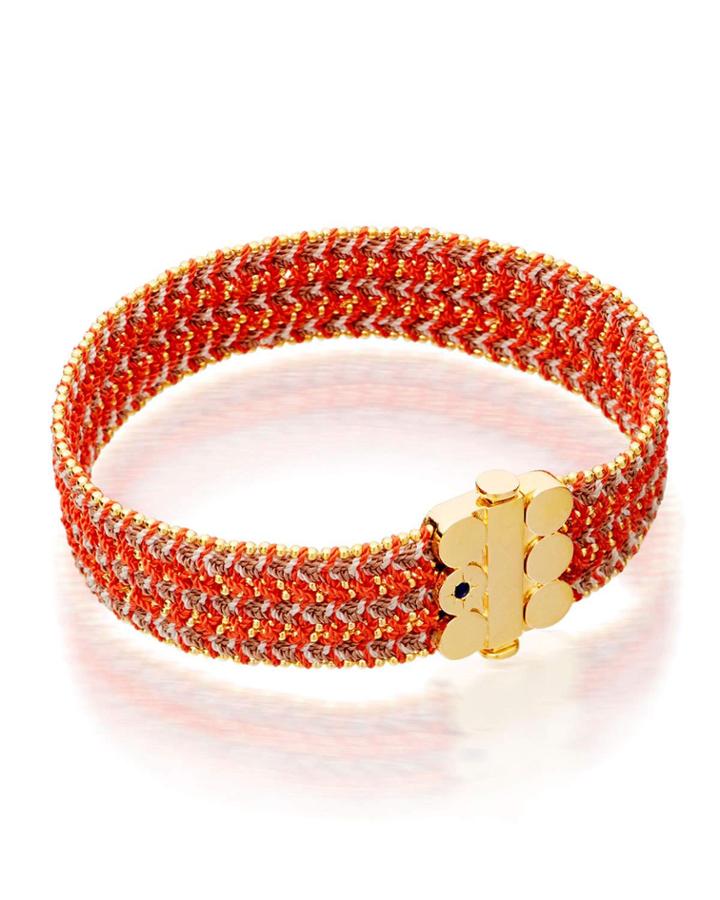 Extra Wide Cajun Shrimp Cosmos Stones Bracelet, Red