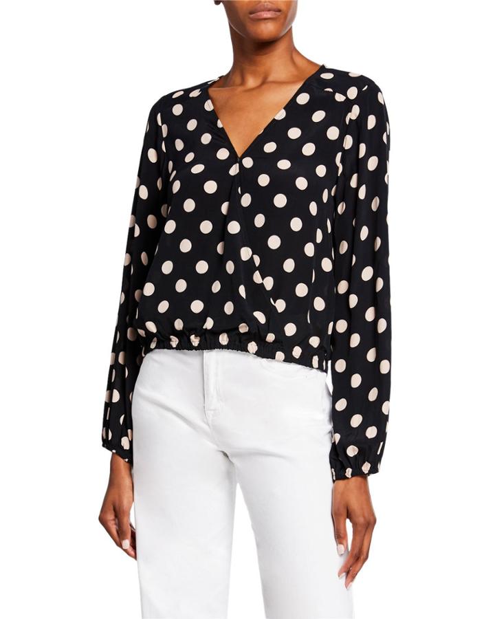Cori Polka Dot Faux-wrap Top