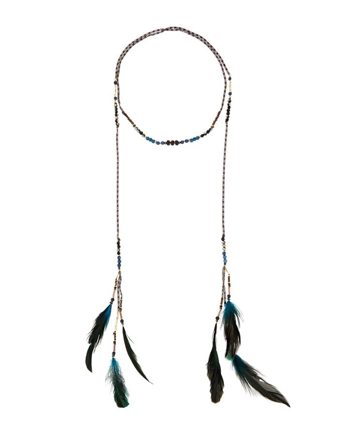 Mixed Feather Wrap Necklace