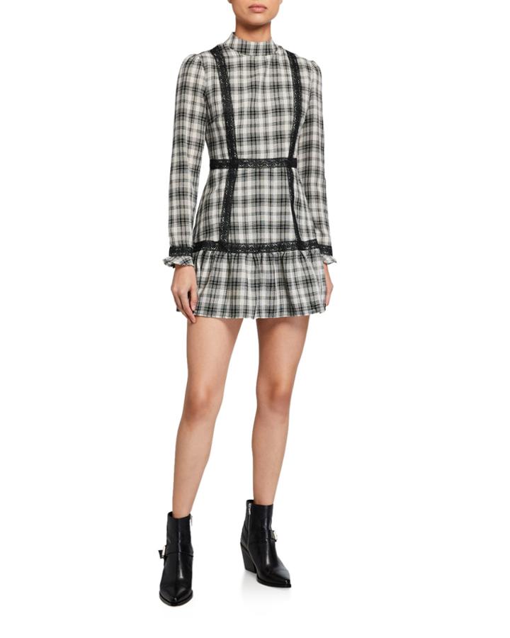 High-neck Plaid Dress