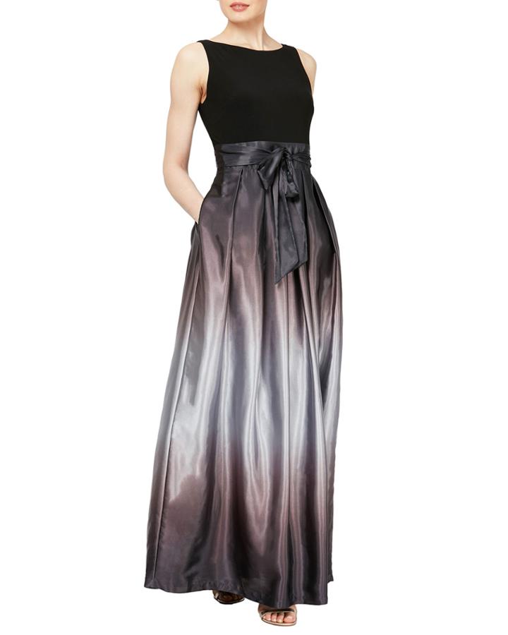 Sleeveless Ombre Satin Long Party Dress