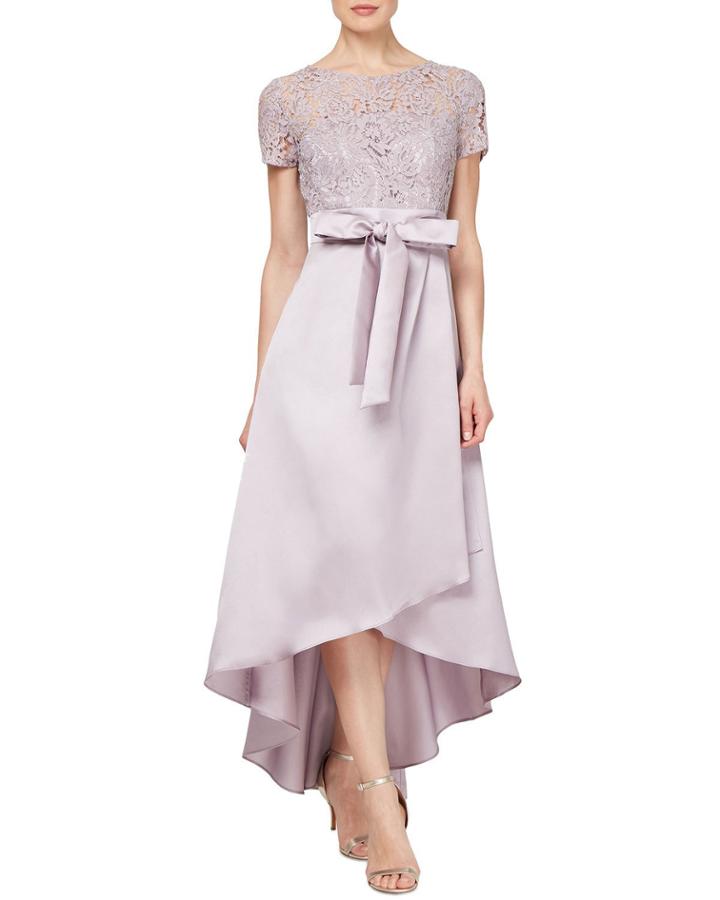 High-low Lace & Mikado Cocktail Dress