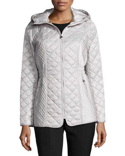 Quilted Jacket With Drawstring Hood, Pebble
