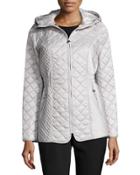 Quilted Jacket With Drawstring Hood, Pebble