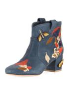 Belen Butterfly-embroidered Western Booties