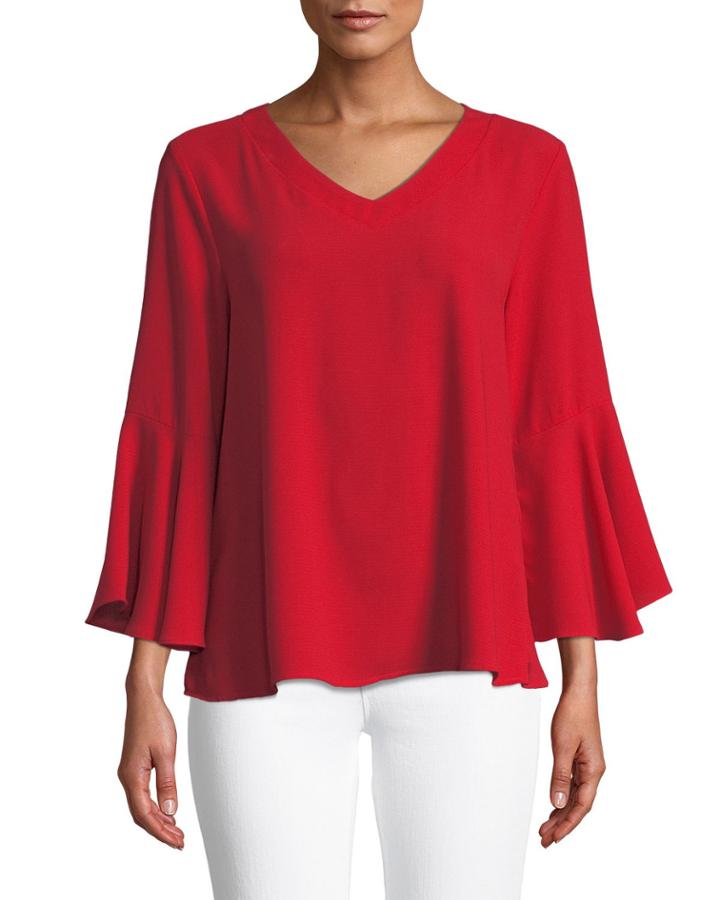 Cowl-back Bell-sleeve Tee