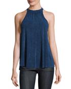 Halter-neck Back-tie Top, Teal
