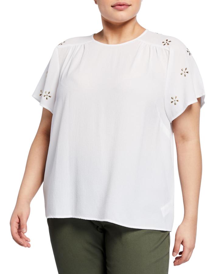 Plus Size Embellished-sleeve Top