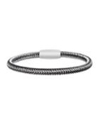 Men's Stainless Steel Wire Bangle Bracelet, Black/silver