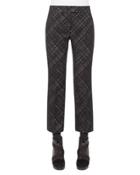 Madia Jacquard Flared Cropped Pants, Black