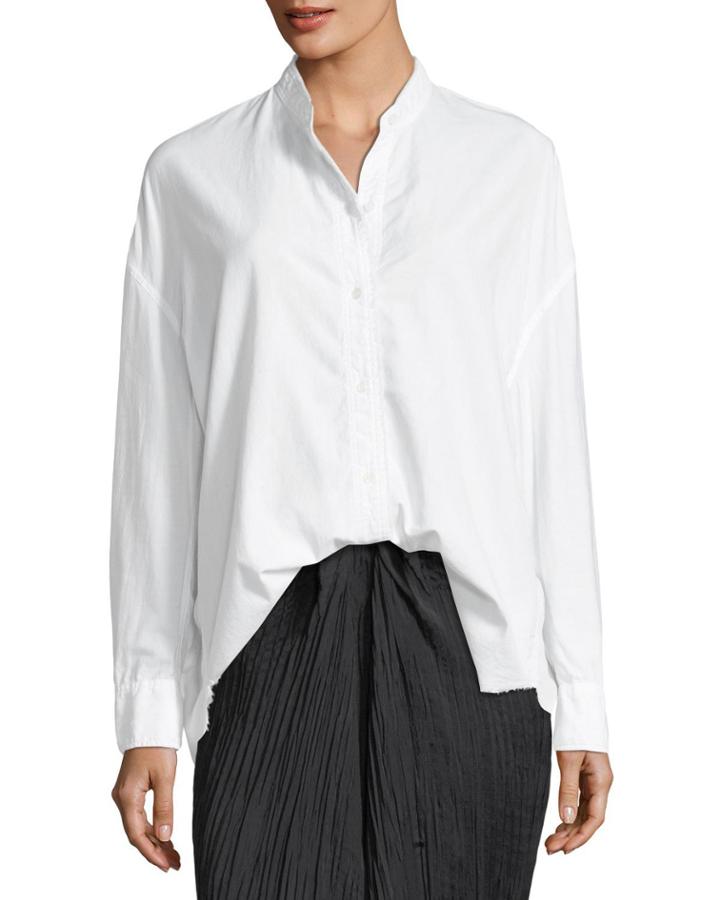 Raw-edge Button-front Oversized