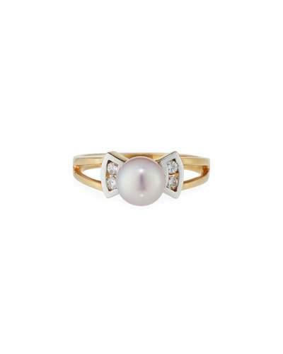 14k Lavender Freshwater Pearl & Diamond Ring,