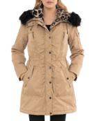 Faux Fur-trim Cotton Parka W/ Removable Hood